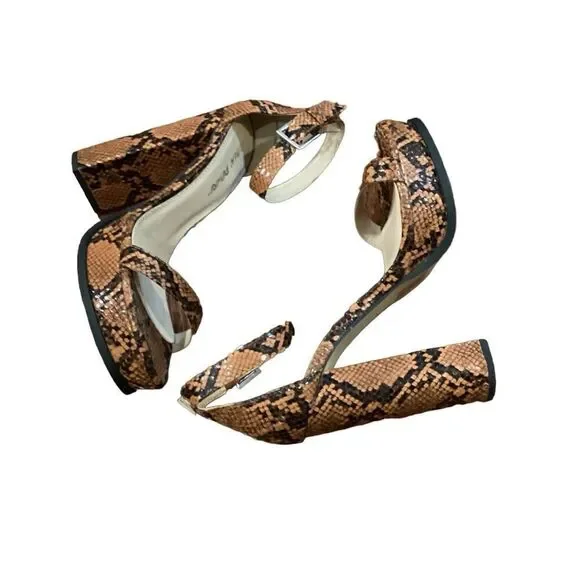New Public Desire Snakeskin Print Ankle Platform Heels Sz 7 - Picture 4 of 8